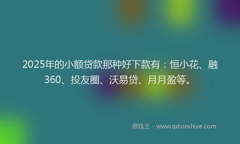 2025年的小额贷款那种好下款有：恒小花、融360、投友圈、沃易贷、月月盈等。
