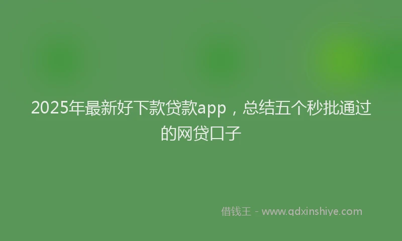 2025年最新好下款贷款app，总结五个秒批通过的网贷口子