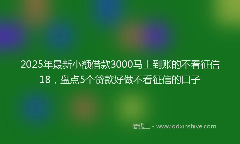 2025年最新小额借款3000马上到账的不看征信18，盘点5个贷款好做不看征信的口子
