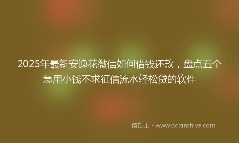 2025年最新安逸花微信如何借钱还款，盘点五个急用小钱不求征信流水轻松贷的软件