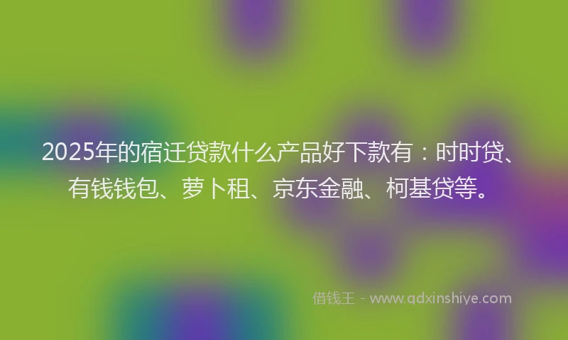 2025年的宿迁贷款什么产品好下款有：时时贷、有钱钱包、萝卜租、京东金融、柯基贷等。