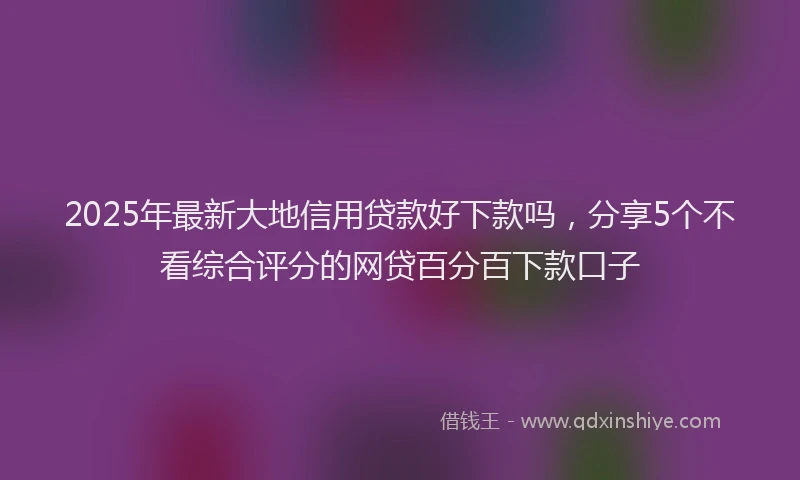 2025年最新大地信用贷款好下款吗，分享5个不看综合评分的网贷百分百下款口子