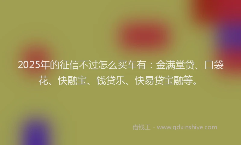 2025年的征信不过怎么买车有：金满堂贷、口袋花、快融宝、钱贷乐、快易贷宝融等。
