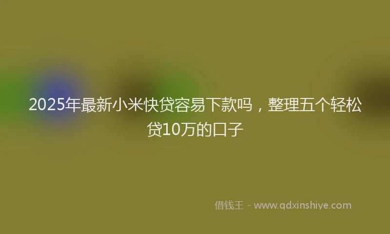 2025年最新小米快贷容易下款吗，整理五个轻松贷10万的口子