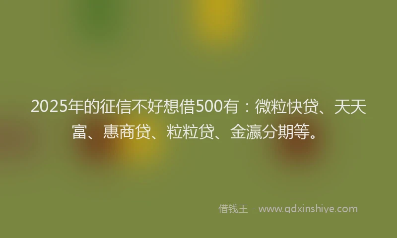 2025年的征信不好想借500有：微粒快贷、天天富、惠商贷、粒粒贷、金瀛分期等。