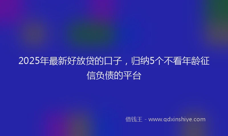2025年最新好放贷的口子，归纳5个不看年龄征信负债的平台