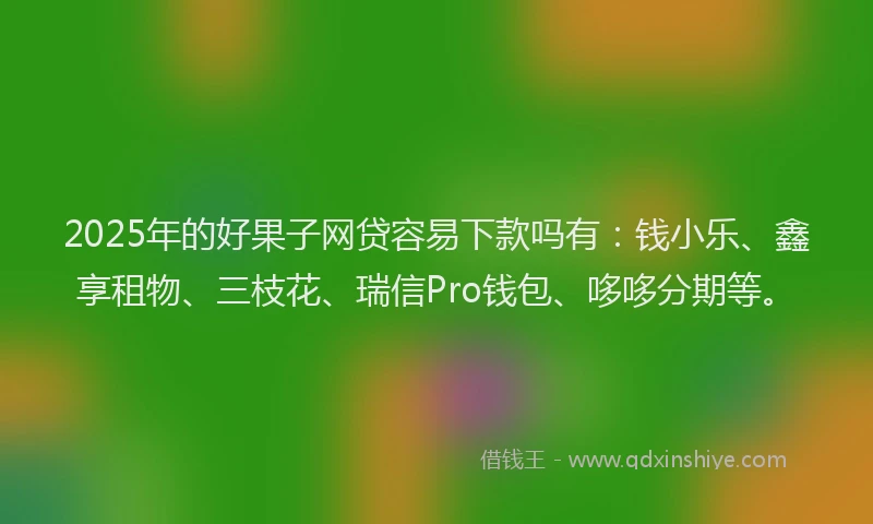 2025年的好果子网贷容易下款吗有：钱小乐、鑫享租物、三枝花、瑞信Pro钱包、哆哆分期等。