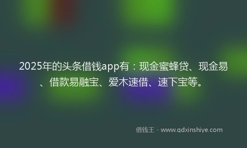 2025年的头条借钱app有：现金蜜蜂贷、现金易、借款易融宝、爱木速借、速下宝等。