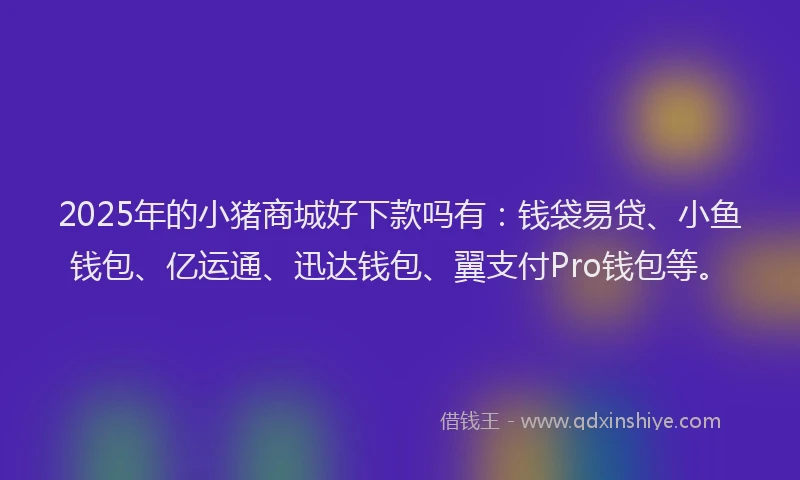 2025年的小猪商城好下款吗有：钱袋易贷、小鱼钱包、亿运通、迅达钱包、翼支付Pro钱包等。