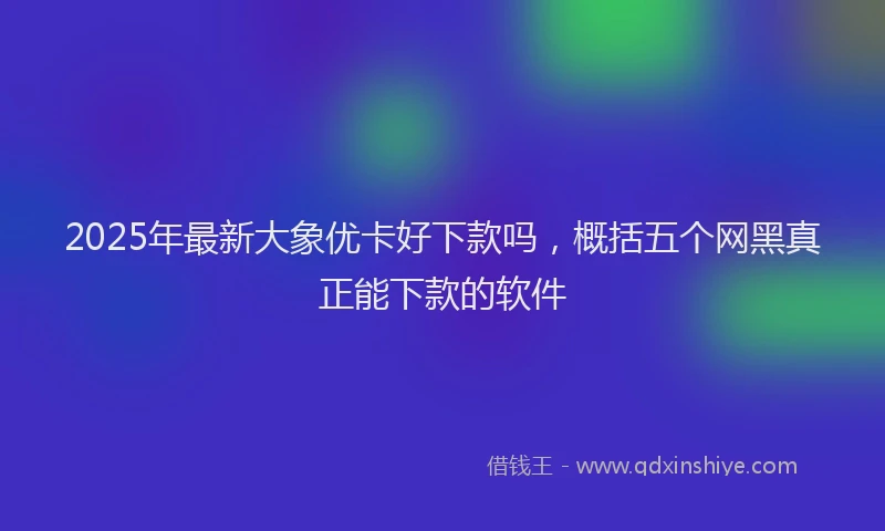 2025年最新大象优卡好下款吗，概括五个网黑真正能下款的软件
