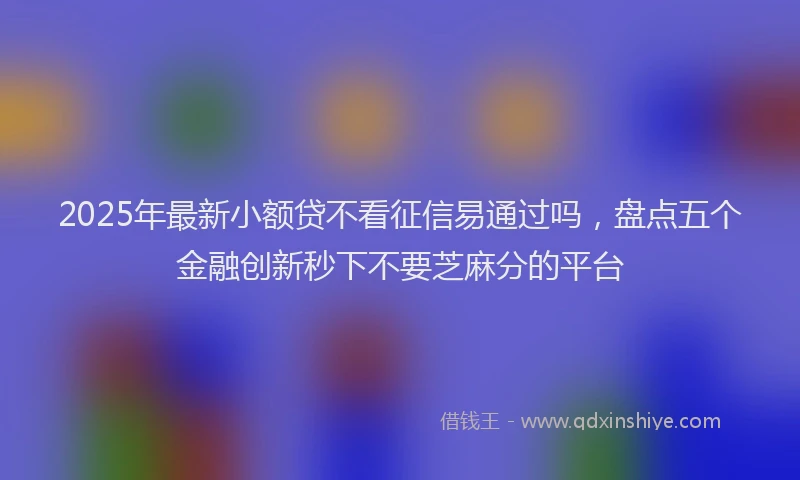 2025年最新小额贷不看征信易通过吗，盘点五个金融创新秒下不要芝麻分的平台