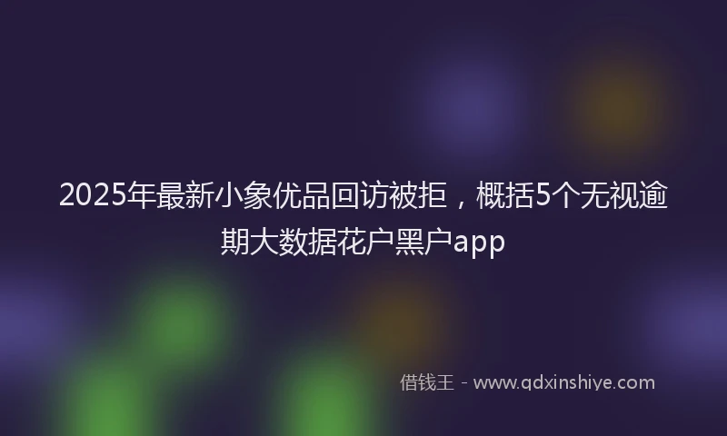 2025年最新小象优品回访被拒，概括5个无视逾期大数据花户黑户app