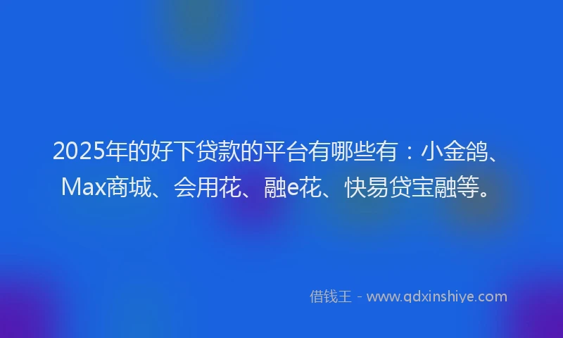 2025年的好下贷款的平台有哪些有：小金鸽、Max商城、会用花、融e花、快易贷宝融等。