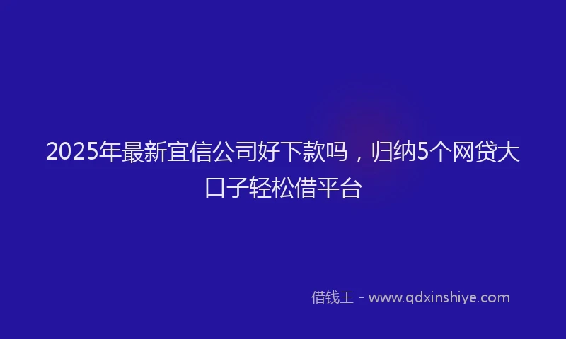 2025年最新宜信公司好下款吗，归纳5个网贷大口子轻松借平台