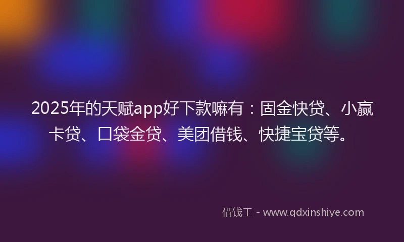 2025年的天赋app好下款嘛有：固金快贷、小赢卡贷、口袋金贷、美团借钱、快捷宝贷等。