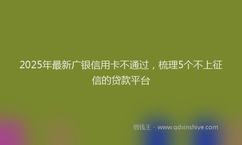 2025年最新广银信用卡不通过，梳理5个不上征信的贷款平台