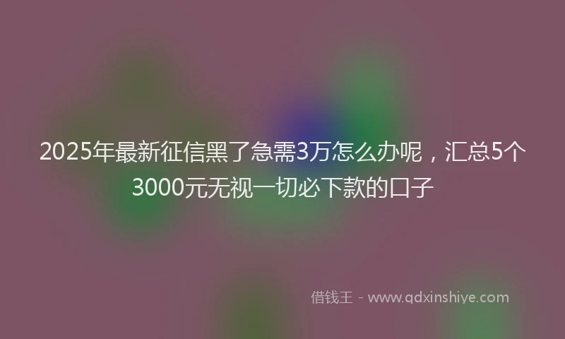 2025年最新征信黑了急需3万怎么办呢，汇总5个3000元无视一切必下款的口子