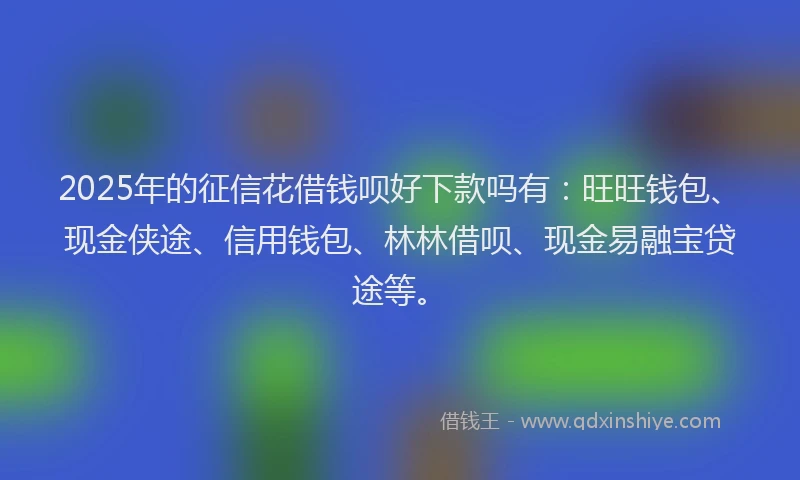 2025年的征信花借钱呗好下款吗有：旺旺钱包、现金侠途、信用钱包、林林借呗、现金易融宝贷途等。