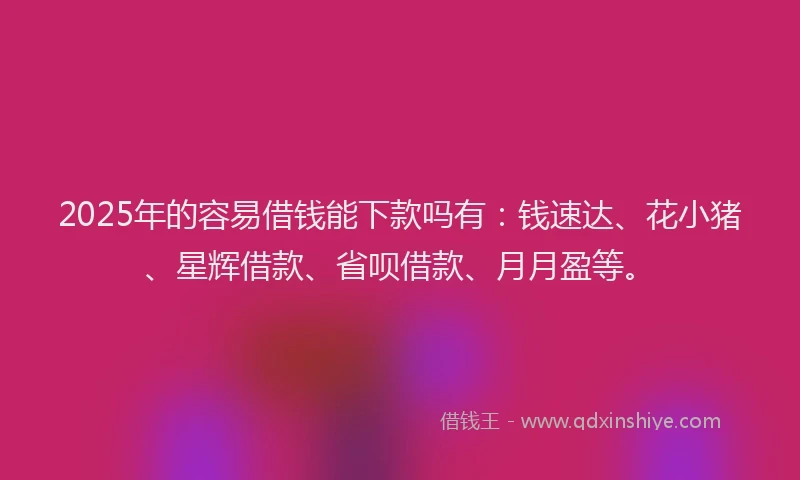 2025年的容易借钱能下款吗有：钱速达、花小猪、星辉借款、省呗借款、月月盈等。