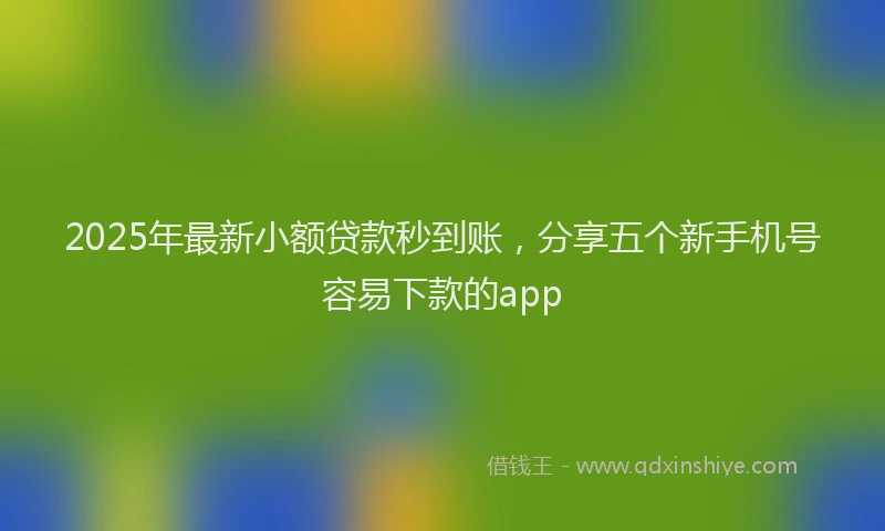 2025年最新小额贷款秒到账，分享五个新手机号容易下款的app