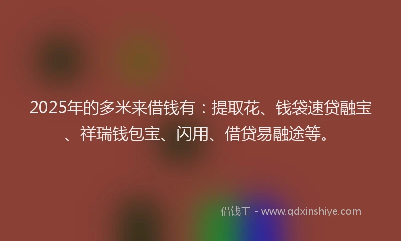 2025年的多米来借钱有：提取花、钱袋速贷融宝、祥瑞钱包宝、闪用、借贷易融途等。