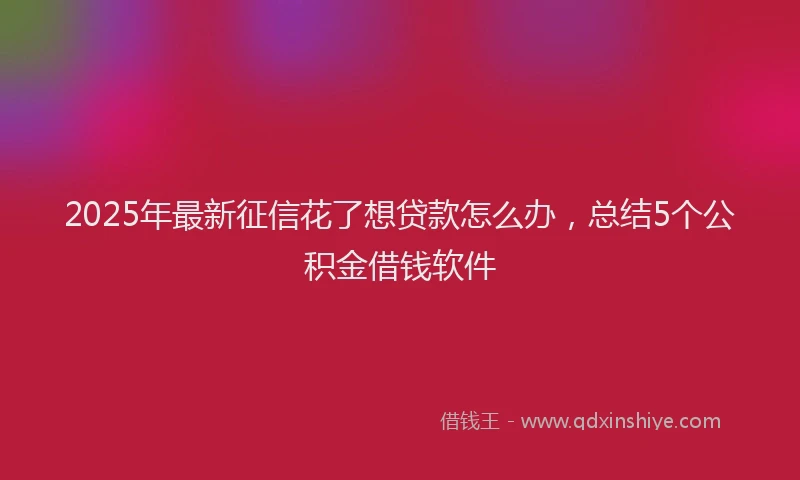 2025年最新征信花了想贷款怎么办，总结5个公积金借钱软件