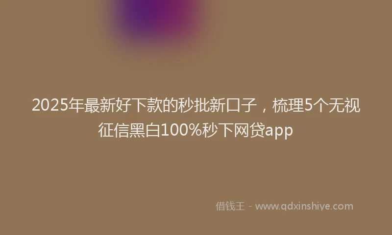 2025年最新好下款的秒批新口子，梳理5个无视征信黑白100%秒下网贷app