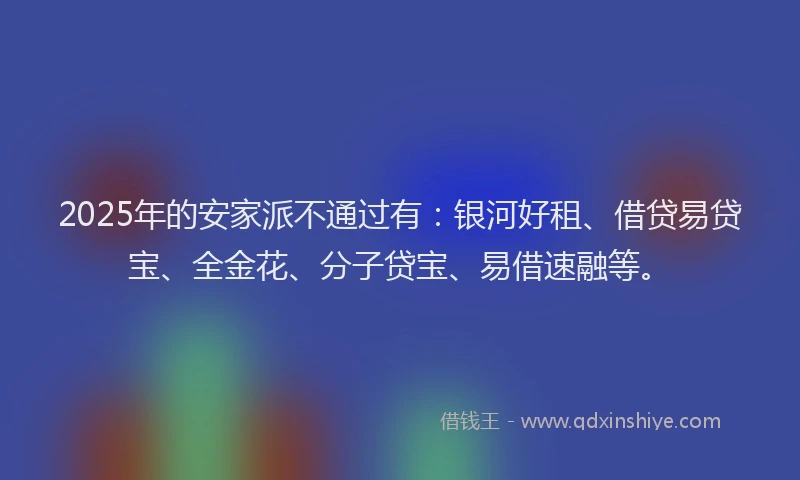 2025年的安家派不通过有：银河好租、借贷易贷宝、全金花、分子贷宝、易借速融等。