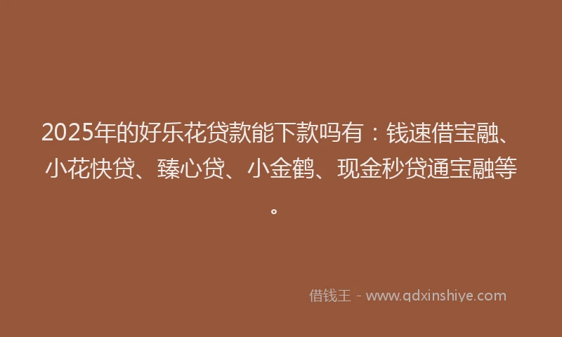 2025年的好乐花贷款能下款吗有：钱速借宝融、小花快贷、臻心贷、小金鹤、现金秒贷通宝融等。