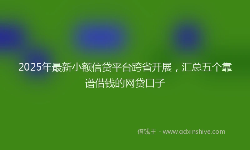 2025年最新小额信贷平台跨省开展，汇总五个靠谱借钱的网贷口子