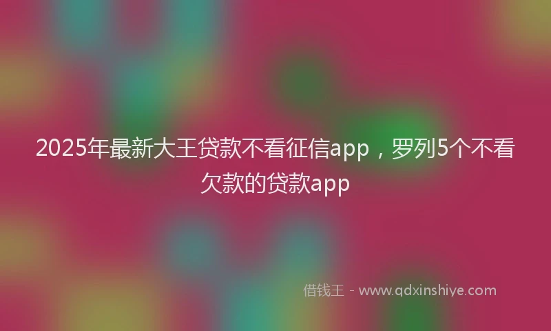 2025年最新大王贷款不看征信app，罗列5个不看欠款的贷款app