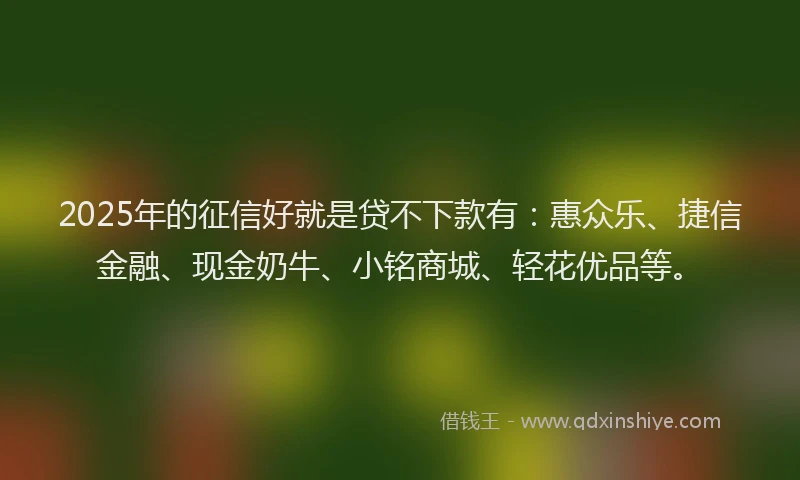 2025年的征信好就是贷不下款有：惠众乐、捷信金融、现金奶牛、小铭商城、轻花优品等。