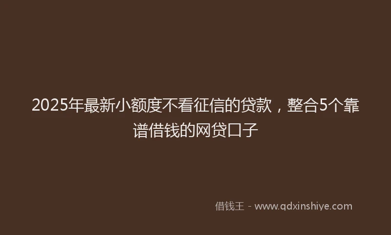 2025年最新小额度不看征信的贷款，整合5个靠谱借钱的网贷口子