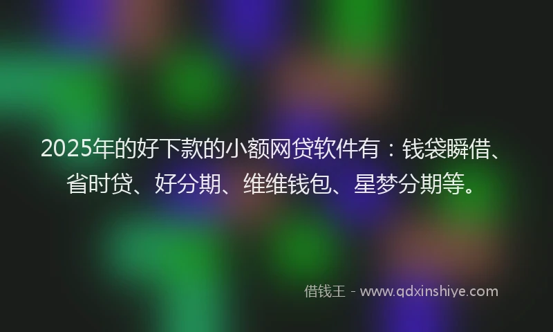 2025年的好下款的小额网贷软件有：钱袋瞬借、省时贷、好分期、维维钱包、星梦分期等。
