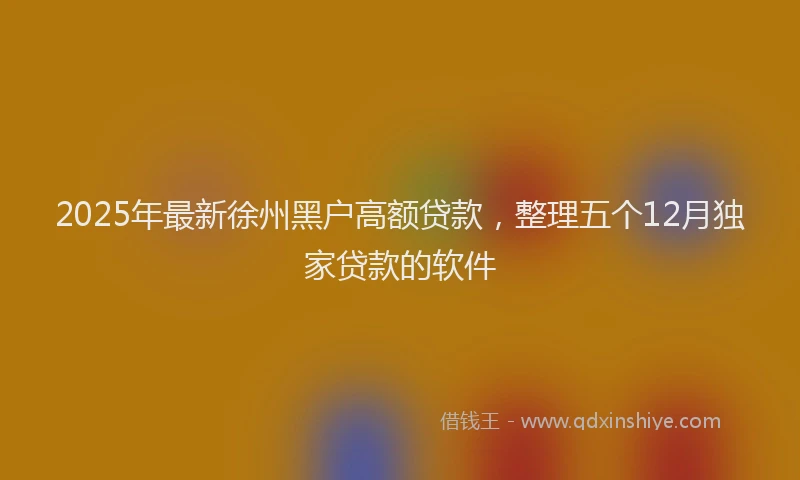 2025年最新徐州黑户高额贷款，整理五个12月独家贷款的软件