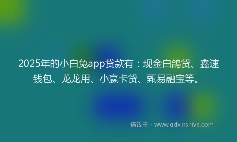 2025年的小白兔app贷款有：现金白鸽贷、鑫速钱包、龙龙用、小赢卡贷、甄易融宝等。