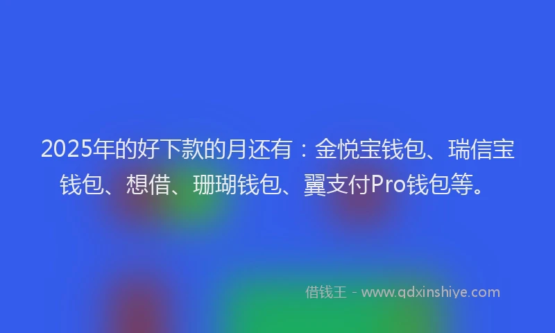 2025年的好下款的月还有：金悦宝钱包、瑞信宝钱包、想借、珊瑚钱包、翼支付Pro钱包等。
