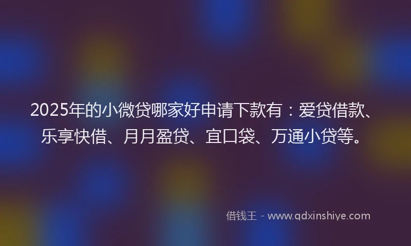 2025年的小微贷哪家好申请下款有：爱贷借款、乐享快借、月月盈贷、宜口袋、万通小贷等。