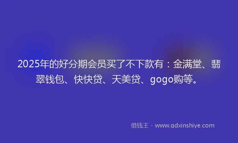 2025年的好分期会员买了不下款有：金满堂、翡翠钱包、快快贷、天美贷、gogo购等。