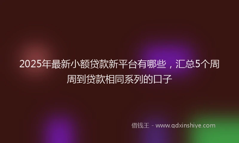 2025年最新小额贷款新平台有哪些，汇总5个周周到贷款相同系列的口子