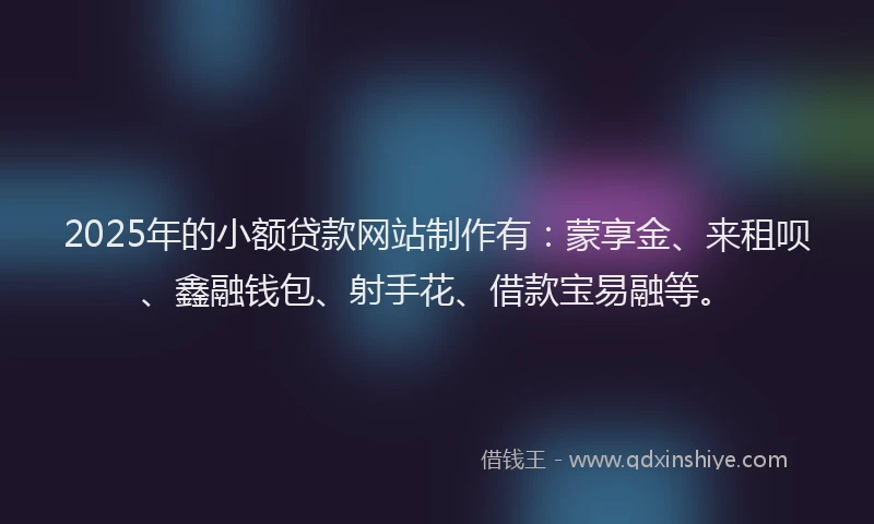 2025年的小额贷款网站制作有：蒙享金、来租呗、鑫融钱包、射手花、借款宝易融等。