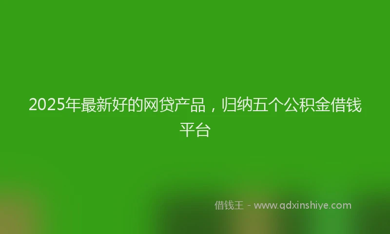 2025年最新好的网贷产品，归纳五个公积金借钱平台