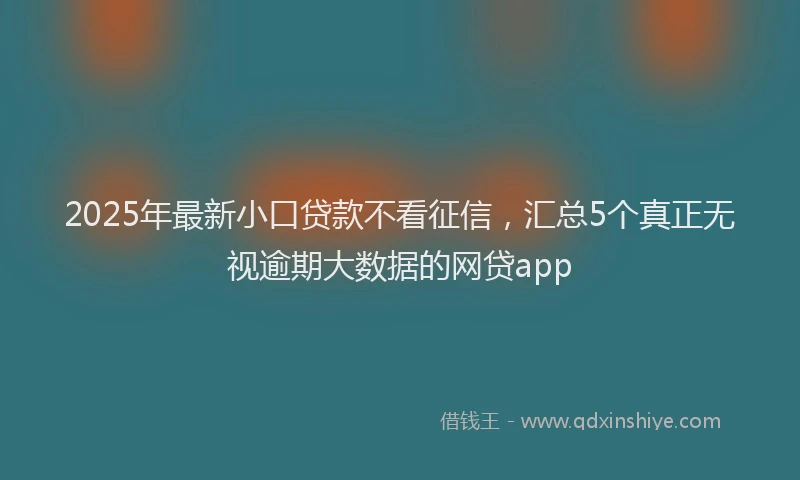 2025年最新小口贷款不看征信，汇总5个真正无视逾期大数据的网贷app