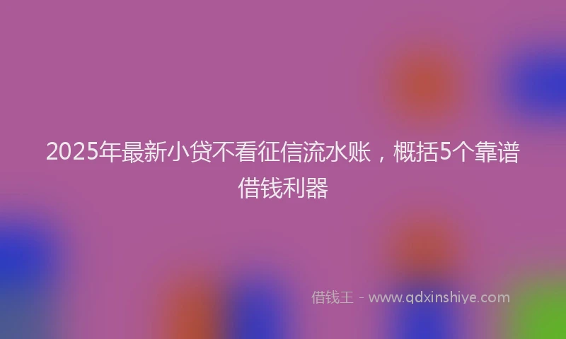 2025年最新小贷不看征信流水账，概括5个靠谱借钱利器