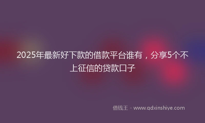 2025年最新好下款的借款平台谁有，分享5个不上征信的贷款口子