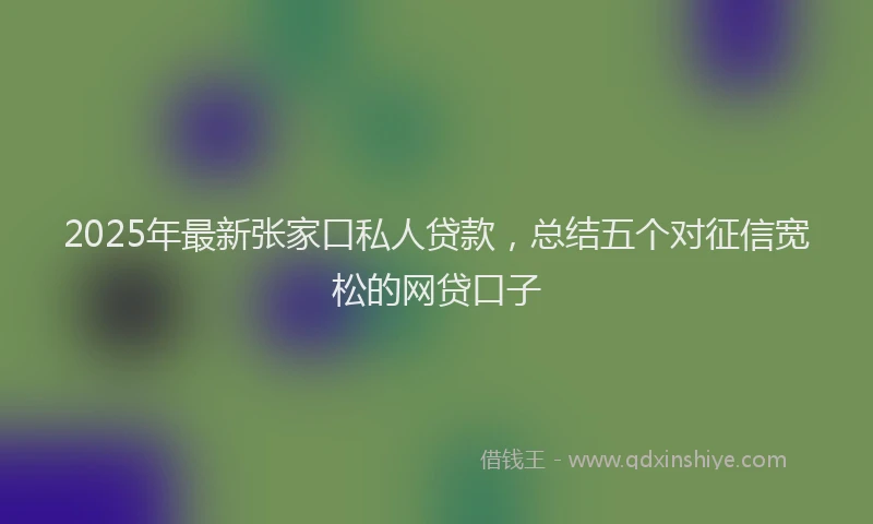 2025年最新张家口私人贷款，总结五个对征信宽松的网贷口子