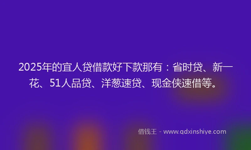 2025年的宜人贷借款好下款那有：省时贷、新一花、51人品贷、洋葱速贷、现金侠速借等。
