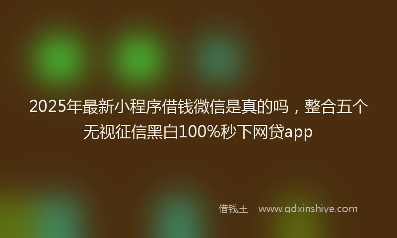 2025年最新小程序借钱微信是真的吗，整合五个无视征信黑白100%秒下网贷app
