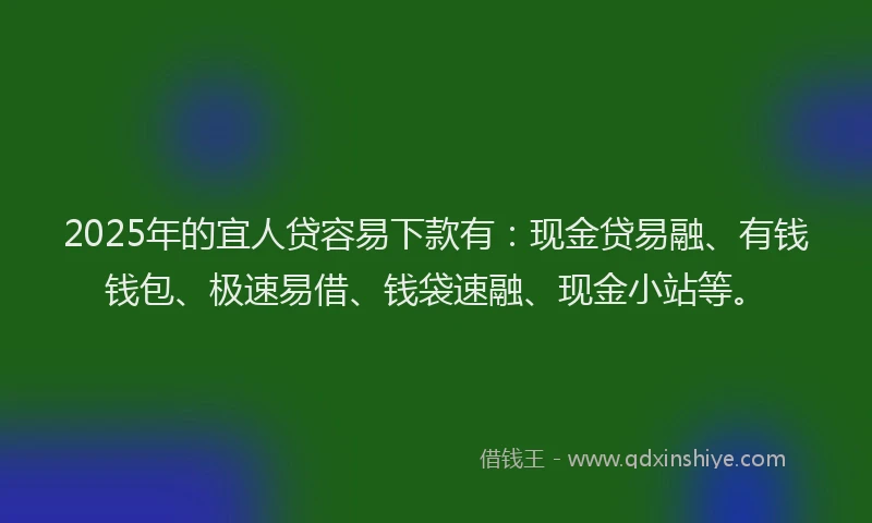 2025年的宜人贷容易下款有：现金贷易融、有钱钱包、极速易借、钱袋速融、现金小站等。