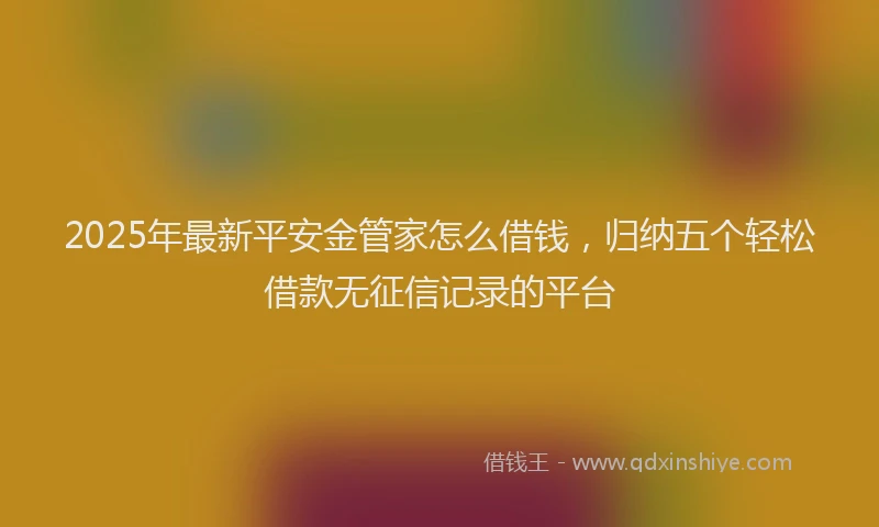 2025年最新平安金管家怎么借钱，归纳五个轻松借款无征信记录的平台